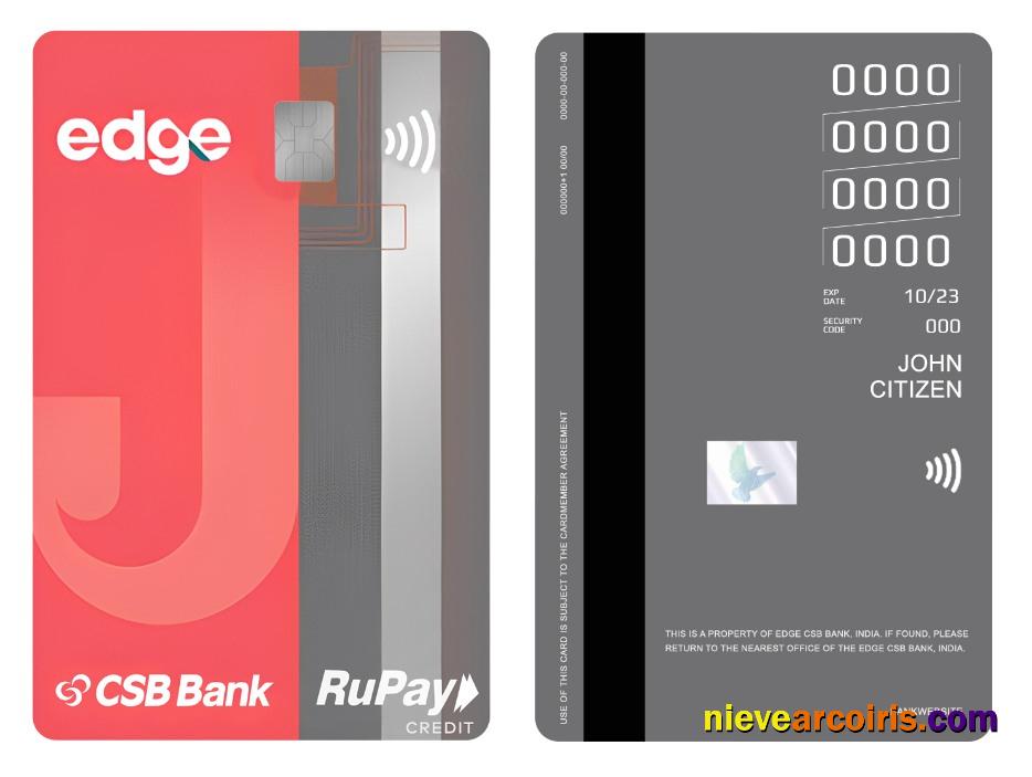 India Edge CSB Bank RuPay credit vertical card
